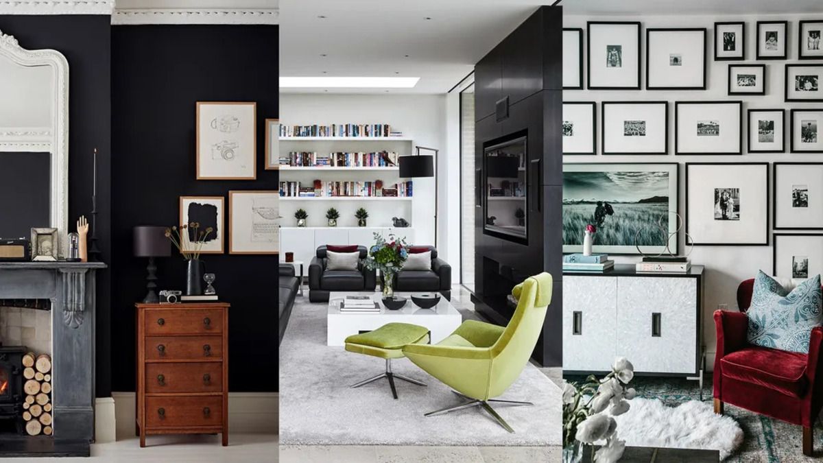 Черно-белая гостиная - 5 классических дизайнов с яркими акцентами - Недвижимость